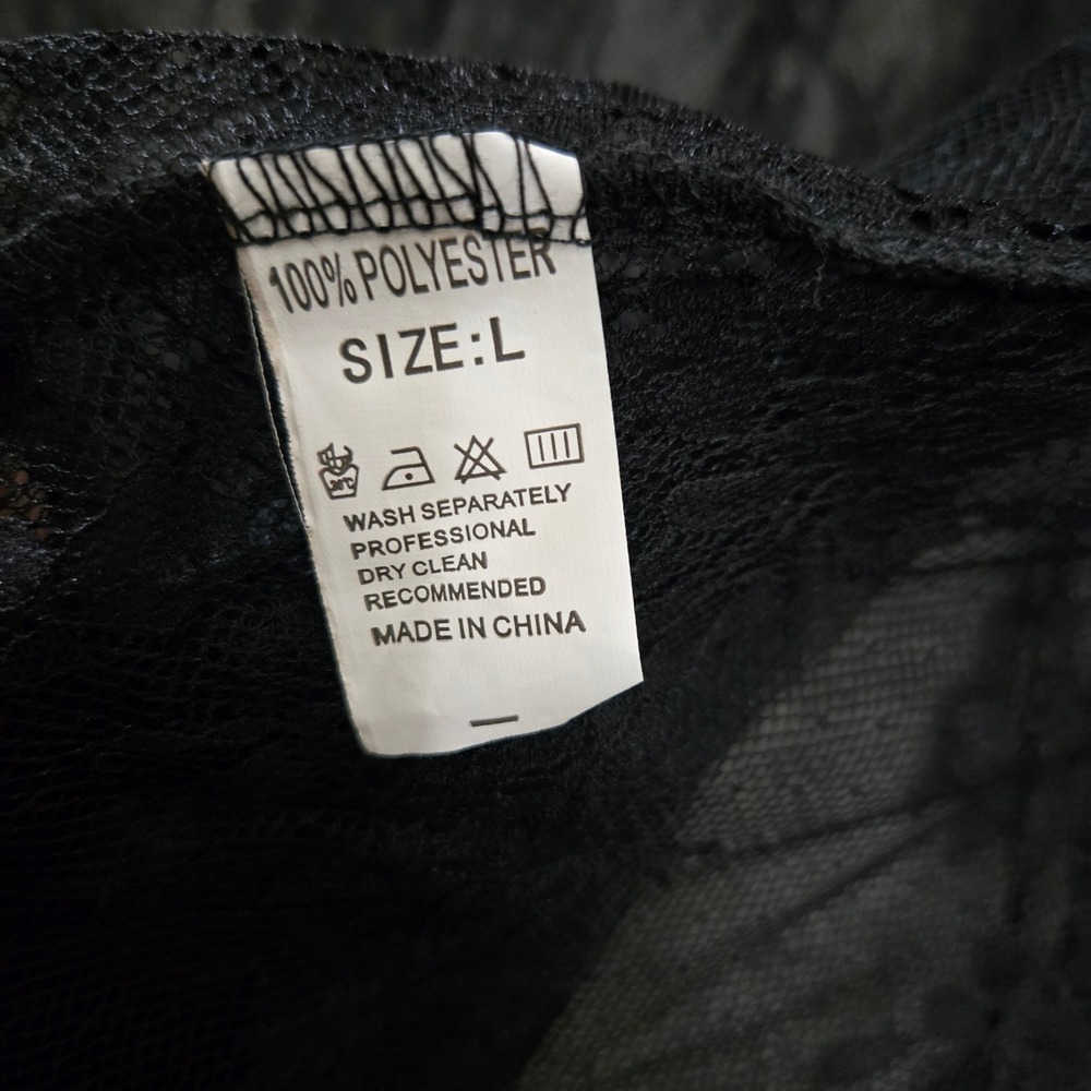Unbranded Sheer Lace Tunic Top Large Black Whimsigoth Layering Grunge Romantic - Picture 5 of 8